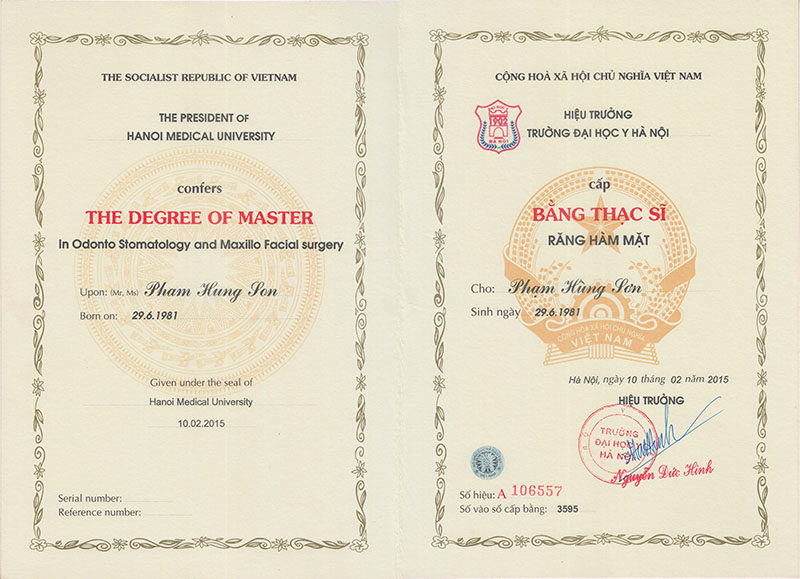Tốt nghiệp thạc sĩ Răng Hàm Mặt tại trường Đại Học Y Hà Nội
